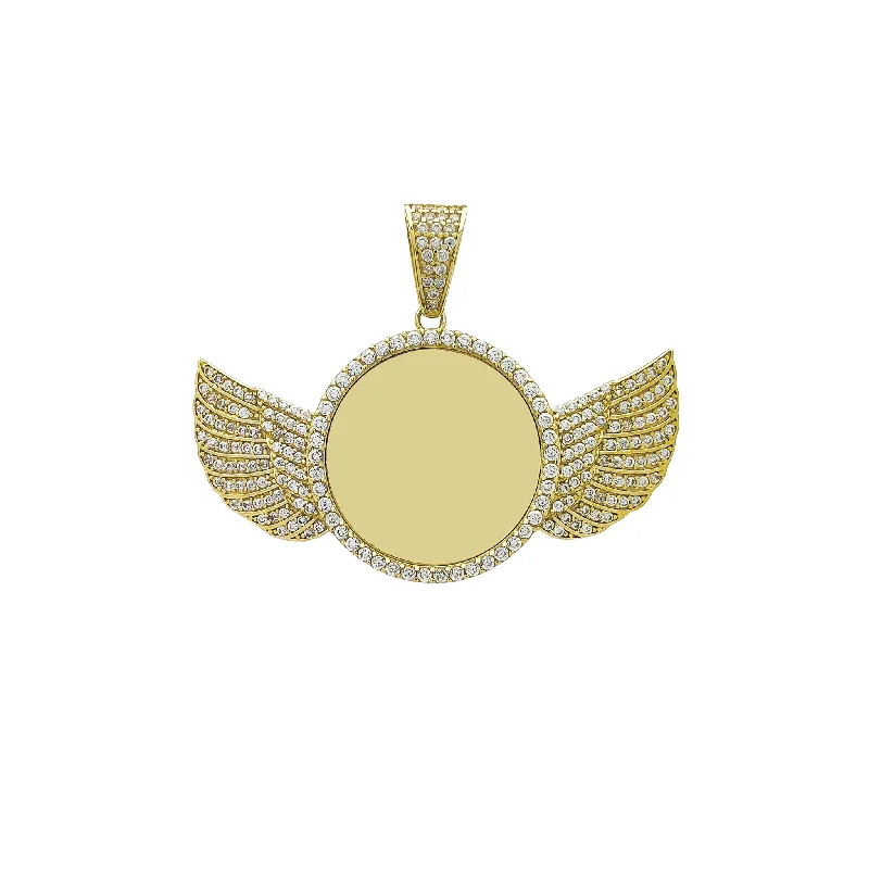 infinity loop ring rose gold Diamond Winged Picture Medallion Pendant (14K)