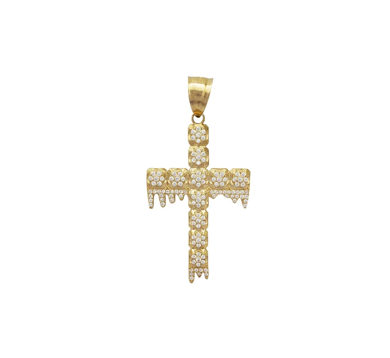 bold gothic skull necklace Zirconia Dripping Cross Pendant (14K)