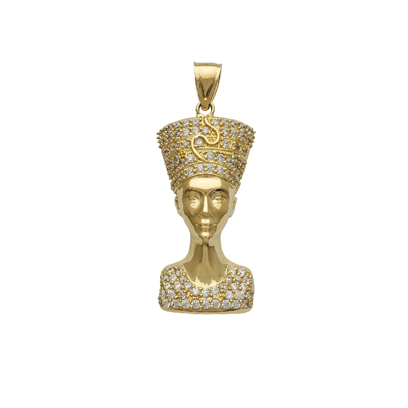 engraved pendant necklace Zirconia Nefertiti Pendant (14K)